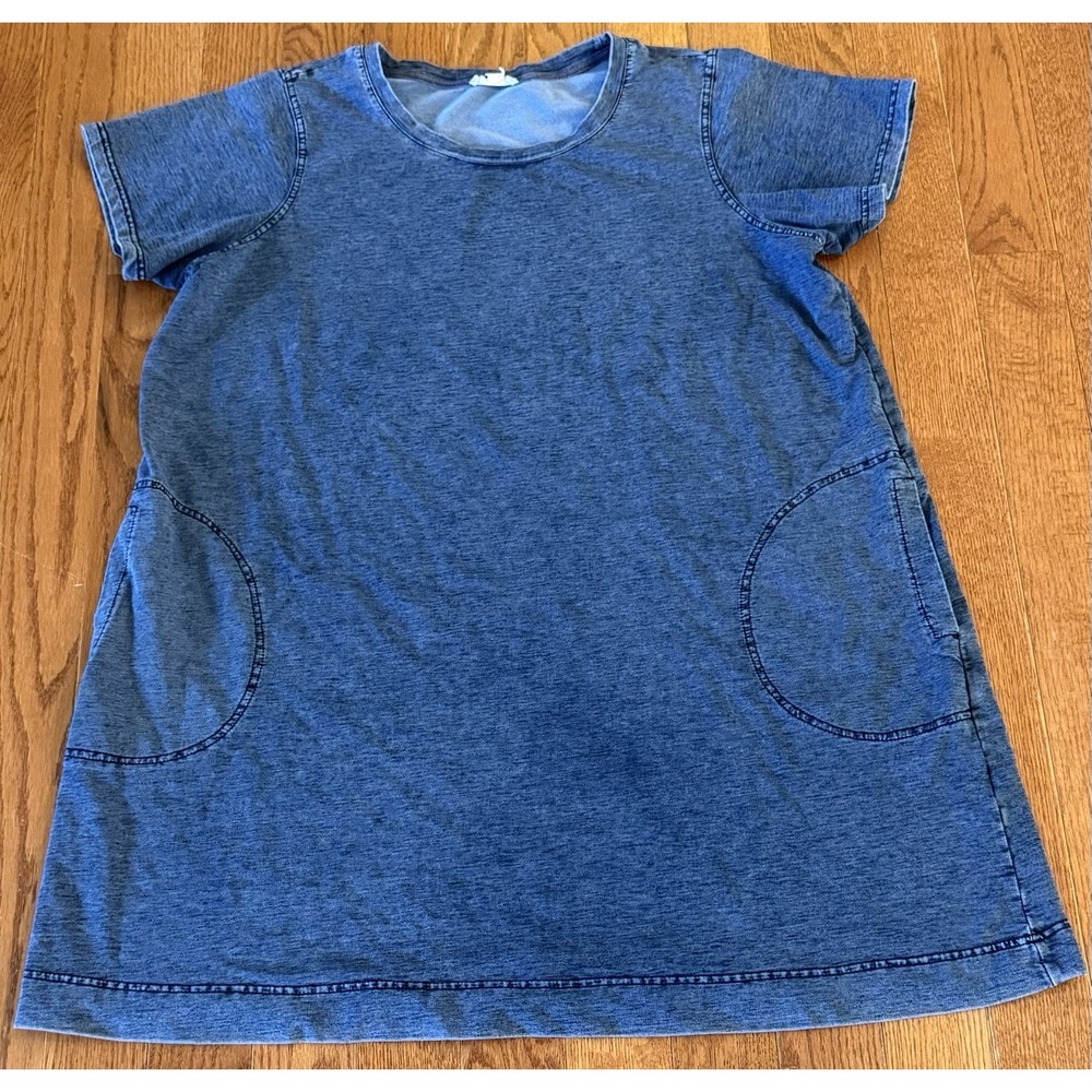 Jane & Delancey Women Tunic Dress Navy Blue Acid Wash Pockets Short Sleeve 3X